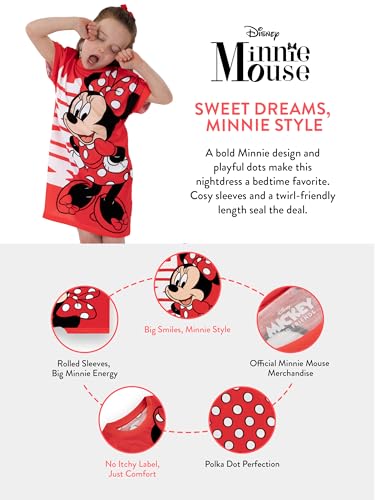 Disney Minnie Mouse Nightgown For Girls, Minnie Mouse Girls Nightgown, Polka Dot Kids Sleepwear For Summer3
