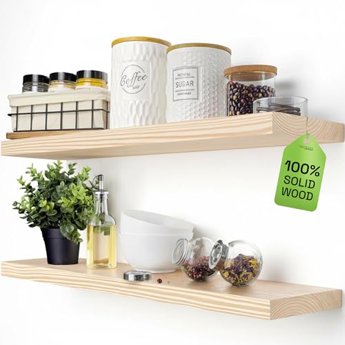 BAOBAB WORKSHOP Solid Wood Floating Shelves for Wall 30 Inches