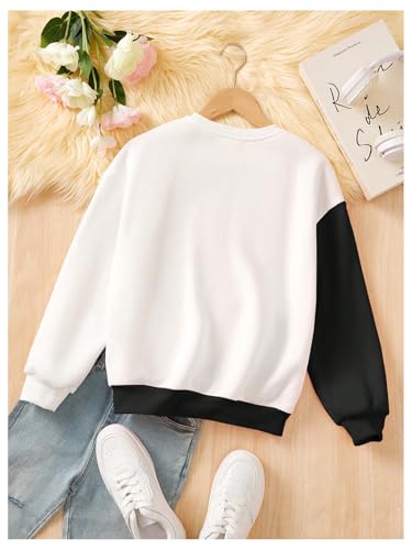 Girl's Graphic Crewneck Cute Sweatshirts Color Block Long Sleeve Cartoon Pullover Tops2