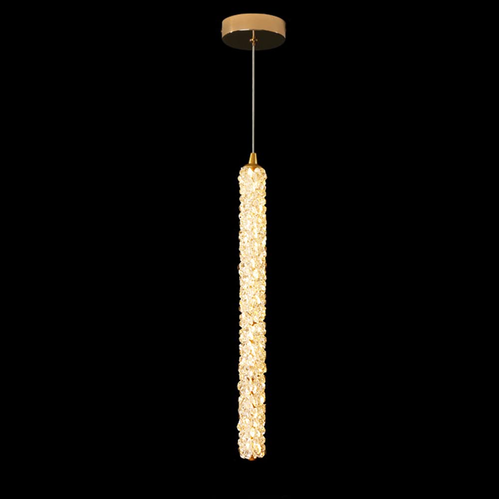 Lámpara colgante larga con tira de metal y racimo de vidrio octogonal LED 15W