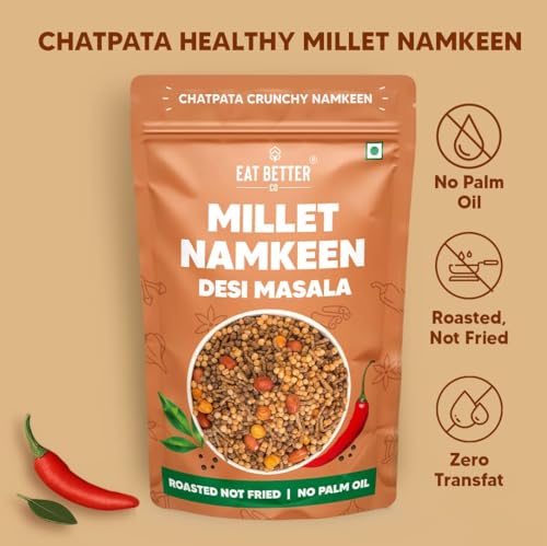 Eat Better Co – Millet Namkeen – Desi Masala – Chatpata, Healthy Namkeen Snack – Roasted, Not Fried | No Palm Oil | Healthy Replacement of Chips & Bhujia – 100 grams