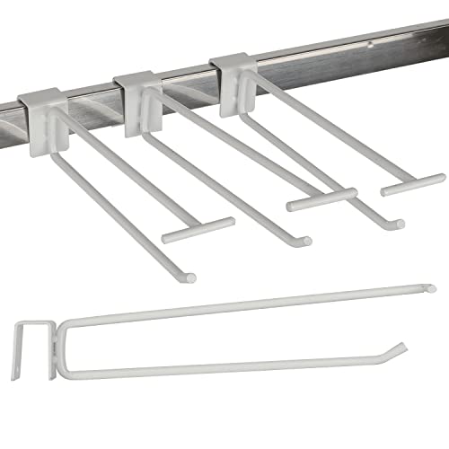 Yision 6 Inch Scanner Hooks for Commercial Retail and Exhibition, 24Pcs Heavy Duty White Slatwall Panel Hooks, 1/4Inch Metal Display Deluxe Hooks for Garage Shop Retail Display,White
