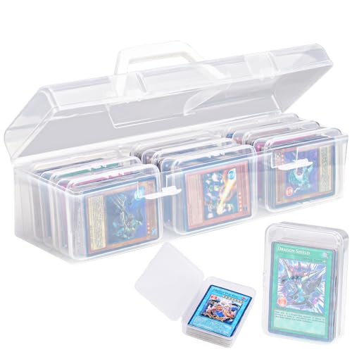 NiHome Transparent Trading Card Storage Case with Small Boxes for MTG, Sports, Playing Cards, Durable PP Plastic, Water & Dust Resistant, Easy-Carry Handle for Collectors & Gamers (1 Case, 9 Boxes)