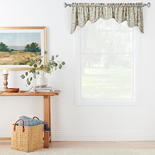 Ellis Curtain Paisley Prism Jacobean Floral Print Lined Duchess Valance, 100 By 30-Inch, Latte #TOP6