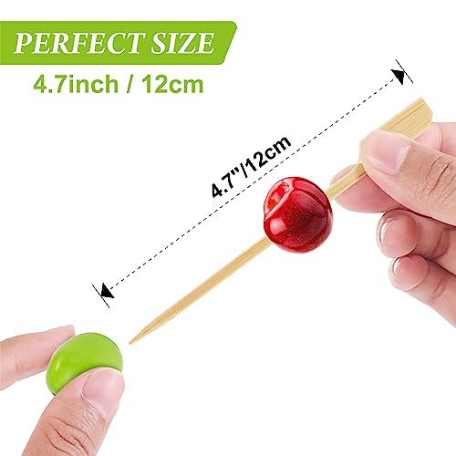 300PCS Cocktail Picks Bamboo Skewers for Appetizers, FATLODA Paddle Wooden Skewers, Fancy Flat Toothpicks for Appetizers, 4.7 IN Bamboo Sticks for Party Sandwich Fruit Charcuterie Boards Accessories - Image 4