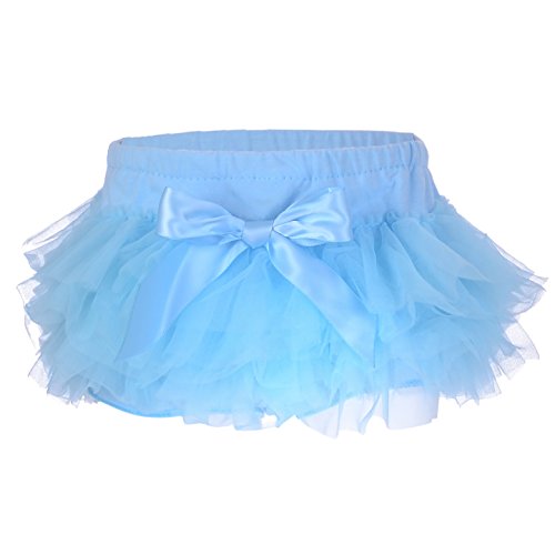 Lucky-BB Baby Girls'Tutu Bloomers Newborn Toddler Cotton Tulle Ruffle Diaper Covers with Bow Blue, M-0-6 months