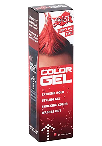 (2 Pack) Splat Shocking Color, Extreme Hold Styling Gel, Light My Fire, 1.5 Oz.