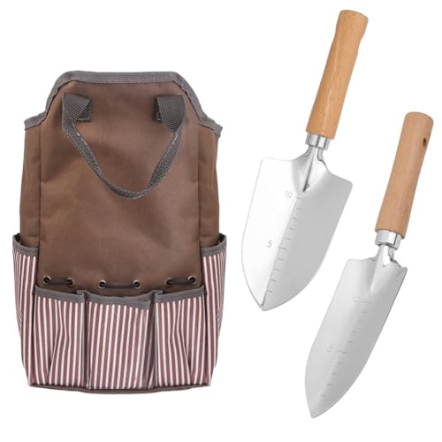 Lawnoval Borsa organizer per attrezzi da giardinaggio con manici, tasche multiple, strumenti in acciaio inox inclusi pala + borsa per la conservazione