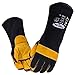 TOPDC Welding Gloves 16 Inches 932℉ Fire/Heat Resistant Leather Welding Gloves For Mig, Tig, Stick, Forge, BBQ, Grill, Fireplace, Wood Stove, Furnace, Oven, Animal Handling for Safe, Loving Pet Care