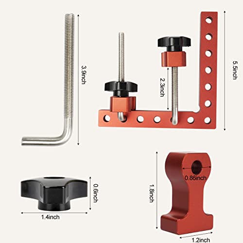 Image of 90 Degree Cabinet Clamp, 5.5 inch x 5.5 inch(14 x 14cm) Aluminum Alloy Right Angle square Corner Clamps for Woodworking Tools, Drawers, Picture Frame (2pack)