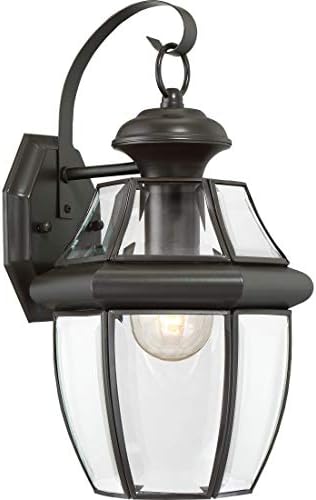 Quoizel Newbury 14" Outdoor Wall Lantern, Medici Bronze with Clear Beveled Glass, French Country Style, ETL Wet Location