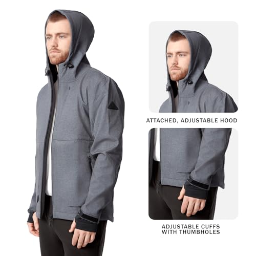 ALPINE NORTH Tofino Men's Softshell Windbreaker Jacket Waterproof Fleece Lined Insulated Hooded Spring and Fall Jacket4