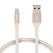 AmazonBasics Double Braided Nylon Lightning to USB Cable, Advanced Collection, MFi Certified iPhone Charger, Gold, 3 Foot