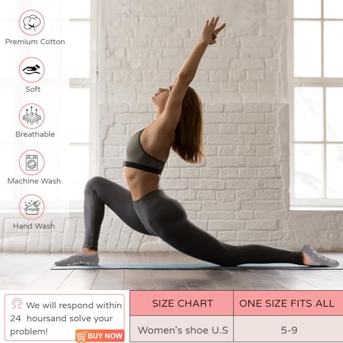 COOPLUS Meias de ioga femininas antiderrapantes para pilates puro, balé, dança, treino descalço (4 p
