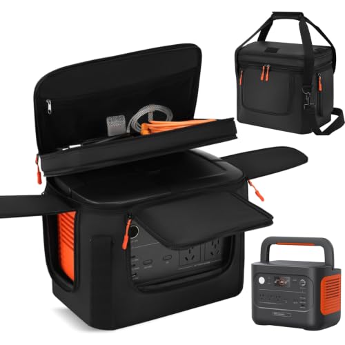 Soft Carrying Bag Compatible with Jackery Explorer 1000 V2 Portable Power Station, Thick Padded Storage Case with Side Zipper, Multi-Pocket, Shoulder Strap, Protective Cover for Camping, RV Use