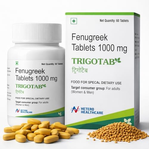 Image of Trigotab Methi Dana Seeds Extract Tablets For Diabetic Care (180 Tablets) | Fenugreek Tablets With 10X Trigonelline Helps To Maintain Healthy Blood Sugar Levels (Pack of 3)