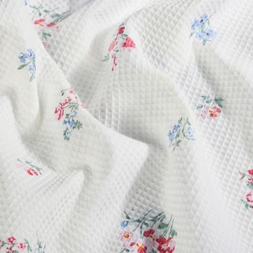 Image of haus & kinder Regalia Waffle Bath Towel | Honeycomb Bathing Towels | 100% Cotton Towel for Men, Women | Gym Towels, Spa Towel | Ultra Absorbent Towel | 160 GSM | Floral Drift White | 70x150cm