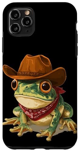 カウボーイハットを着た楽しいカエルの外観 男の子と女の子向け スマホケース iPhone 11 Pro Max 用