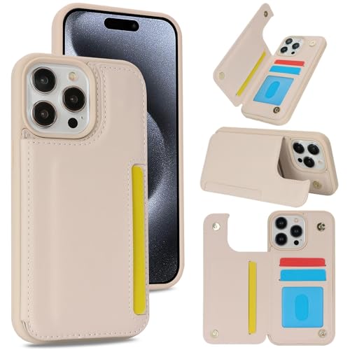 Étui portefeuille iPhone 15 Pro beige idéal pour le quotidien