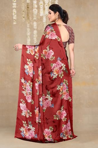 Image of MIRCHI FASHION Women Saree Chiffon Flower Print | Breathable Lightweight Sari for Office and Daily Use with Unstitched Blouse Piece (Available in 30 Styles)