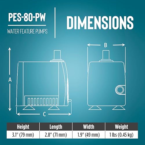 Image of Little Giant PES-80-PW 115-Volt, 77 GPH Magnetic Drive Fountain Pump with 6-Ft. Cord, Black, 566714