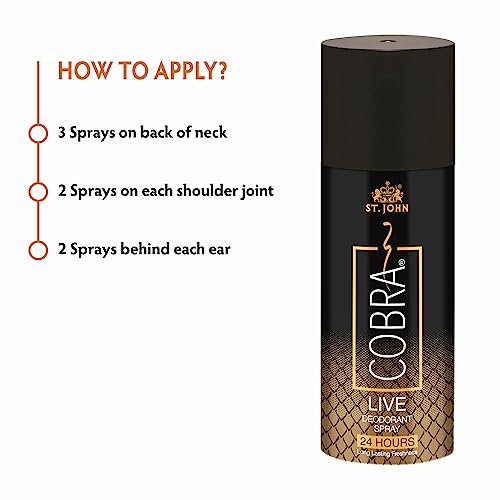 Image of ST.JOHN COBRA LIVE Deodorant For Men, Long Lasting Fragrance Fresh and Soothing Deo For Men (150ml- Pack of 1)