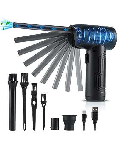 LMAMANWU Cordless Air Duster Portable Air Blower for Computer with 50000 RPM Improved Motor Electric Compressed Air Duster for Keyboard Laptop PC Camera Cleaning, Rechargeable Battery