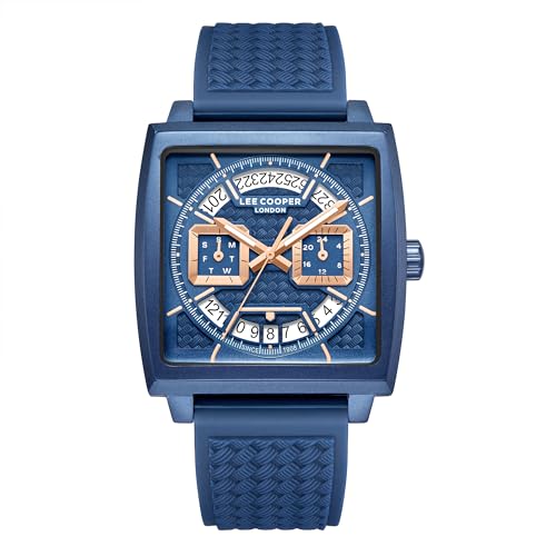 Lee Cooper Men's Watch, Multi Function Display and Silicone Strap - LC08065.999, Blue