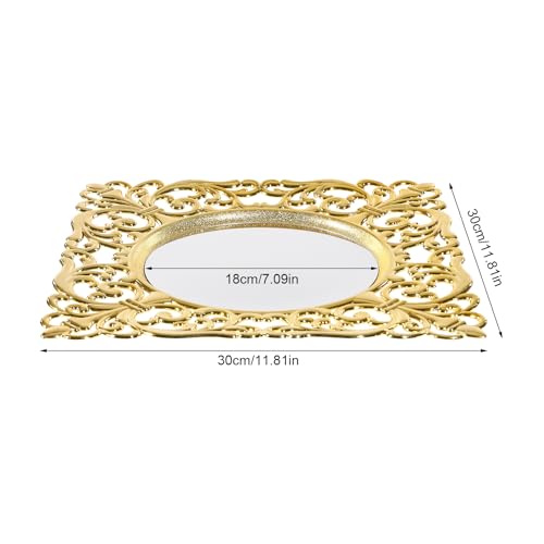 Set de 6 Platos Cargadores Cuadrados Dorados 11.8" miniatura 2