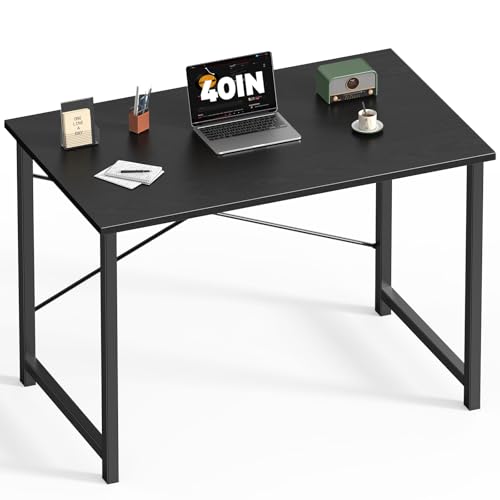 Image of DUMOS 40 Inch Office Small Computer Desk Modern Simple Style Writing Study Work Table for Home Bedroom - Wood Black