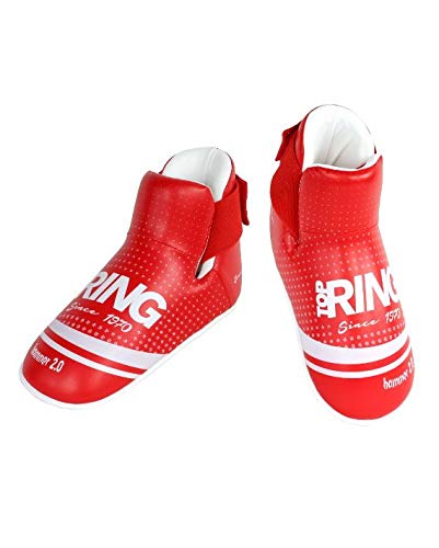 Calzare Top Ring Hammer 2.0 - Parapiede per Point Fighting Kickboxing, Taekwondo - in Ecopelle - Colori Bianco, Blu, Nero, Rosso (Rosso, L)