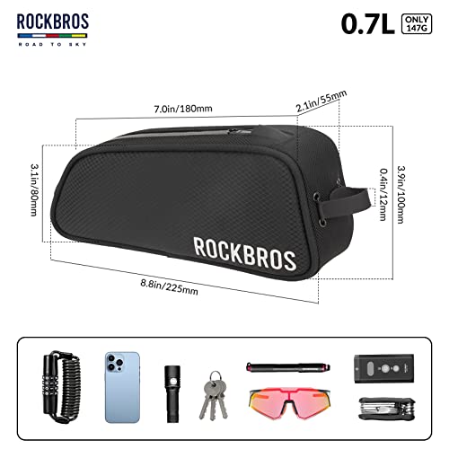 ROCKBROS Road to Sky Bicycle Frame Bag Top Tube Bag Waterproof 0.7L Reflective for Front Frame for MTB/Road Bike/Gravel Bike - Image 2