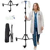 Infusionsständer mit Rollen, Faltbar & Mobil, Höhenverstellbar 90–190 cm, 4 Haken 180° Drehbar, Mit 3 Netz-Taschen, Tragetasche & Bremsrollen – Tragbarer Infusionshalter