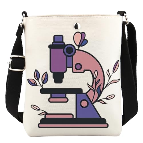 WCGXKO Bolsa tiracolo para presente para professores de ciências Microbiologia Mercadoria Microscópio Bolsa tiracolo Biologia, Science Xk
