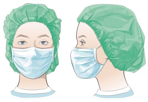 TIGA-MED Schwesternhauben | 100 Stück | Kopfhauben | Grün | Hygienehauben Vlieshauben Einmalhauben Baretthauben OP Hauben