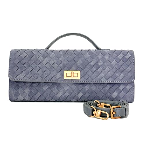 Woven Suede Clutch Purse for Women – Crossbody or Shoulder Evening Bag for Weddings, Parties, Date Nights & Formal Events