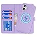 SunYoo for iPhone 16 Plus Wallet Case with Card Holder for Women Men,Compatible with Magsafe,[2 in 1] Leather Magnetic Detachable Kickstand Flip Cover-Purple