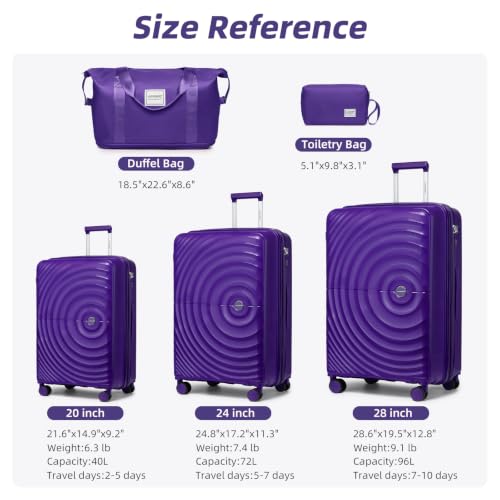 Image of LARVENDER Luggage Sets 5 Piece Set Suitcase Hardshell Expandable Carry On | ABS+PC, Suitcase Set for Women, Spinner Wheels, Durability, Lightweight, Telescopic Handle, Family Travel Luggage Set