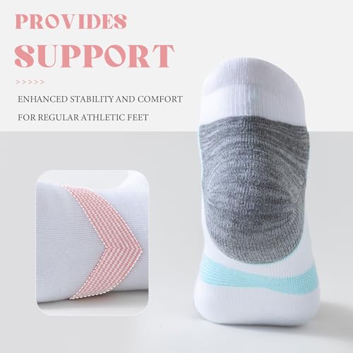 4 Pairs Womens Ankle Socks with Arch Support, Mesh Athletic Short Socks, Running Socks with Pull Tab Design4
