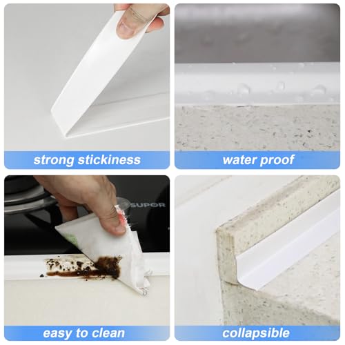 Image of Caulk Strip, 2 Pack 1.5' x 10.5Ft Caulk Strip for Bathtub Self Adhesive Caulk Tape Caulking Sealing Tape for Kitchen Countertop,Sink,Bathroom,Toilet,and Bathtub Floor Wall Edge Protector