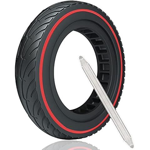 OUXI Xiaomi M365 Tyre 8.5 Inch Solid Replacement Wheels for Xiaomi Mijia M365/M365 Pro Electric Scooter, Solid Rubber Tyre Tyres, New Red Circle, Colourful Style (1 Piece) Cover