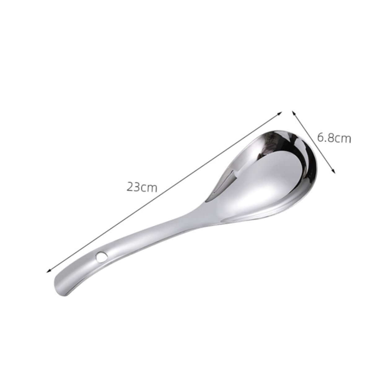 HOLIDYOYO 1pc Long Handle Stainless Steel Rice Spoon Versatile Kitchen Tableware for Home Restaurant Use for Serving Rice Ramen Soup Appetizers Silver Finish Design