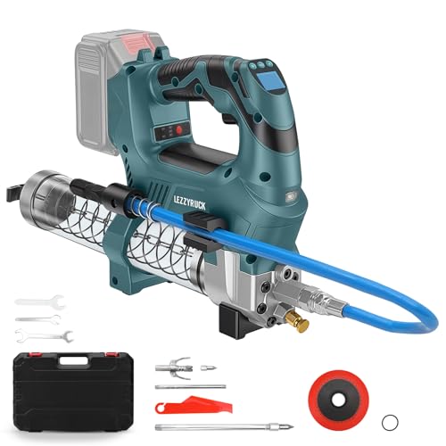 LEZZYRUCK Cordless Grease Gun for Makita 18V Battery (No Battery) Brushless Electric Grease Gun with LED Display 12000 PSI 6oz/min 39.7 Hose LED Light for Machinery Maintenance