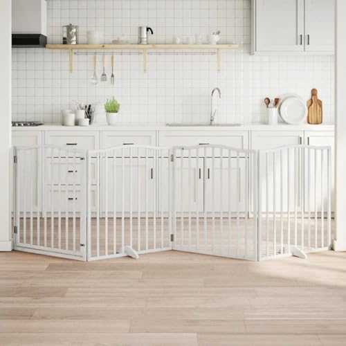 Vidaxl Cancello Cani Porta Pieghevole Bianco 4 Pannelli 320 Cm Pioppo, Cancello Per Animali Domestici, Cancello Per Cani, Cancello Per Cuccioli Per Scale - 2