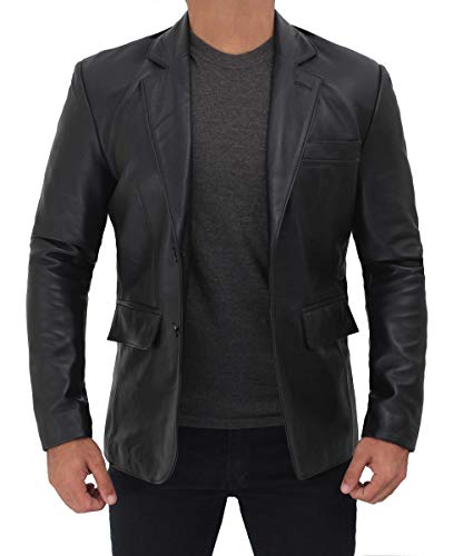 Blingsoul Black Leather Jacket Men - Leather Coats for Men | [1502686] Brandon Black, 2XL