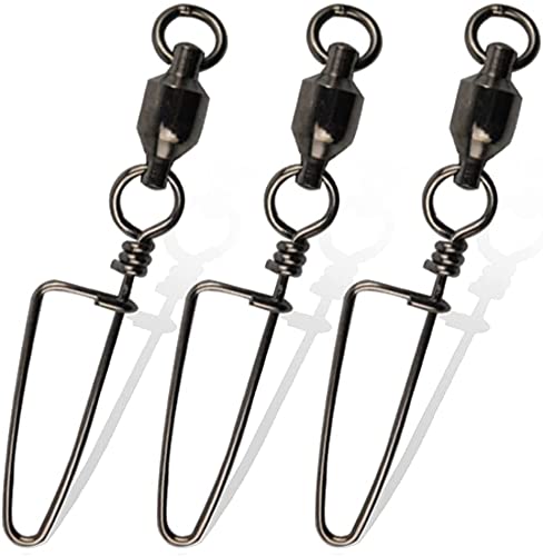 10pcs/lot High Strength Ball Bearing Swivels Snaps 18LB - 180LB, Welded Rings Bearing Swivels 35LB - 390LB, 100% Copper & Stainless Steel Fishing Tackle Accessory Connectors (Ball Bearing Swivels Coastlock Snaps, 5#)