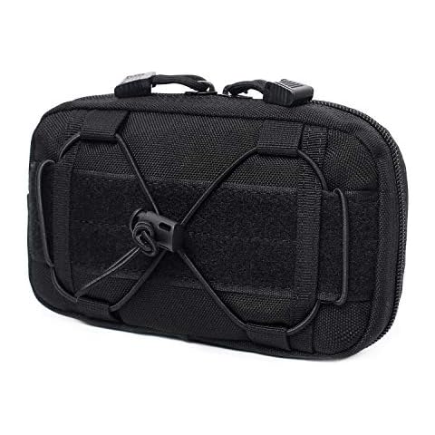 Tactical Molle Horizontal Admin Pouch Compact 1000D Utility EDC Tool Bag with Shoulder Strap (Black) Cover
