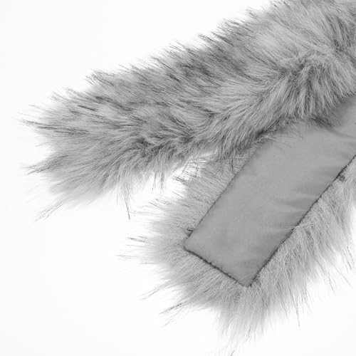 Bufanda de invierno y cuello de pelo gris para abrigos que no cierran 3