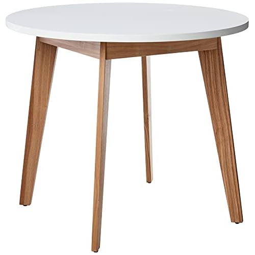 Amazon Brand – Rivet Noah Round Modern Ash Dining Table, White, 90 cm x 90 cm x 76 cm