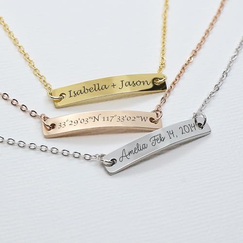 Personalized Name Bar Bracelet Engraved Coordinates & Dates Couples Jewelry Hand Crafted Stainless Steel Graduation, Sorority, Wedding Bridesmaid New Year's Eve jewelry gift idea3